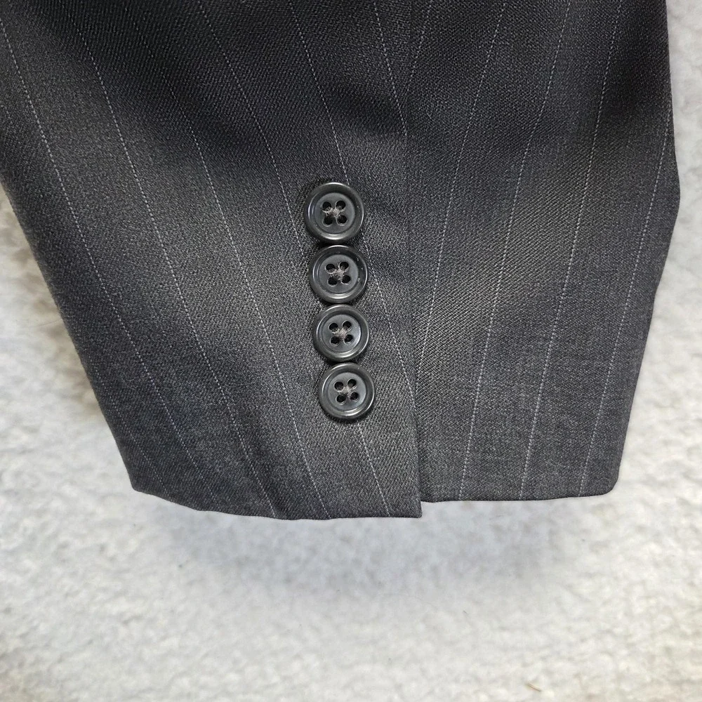 Lauren Ralph Lauren Suit Jacket Mens 46R Gray Pinstripe 100% Wool 2 Button